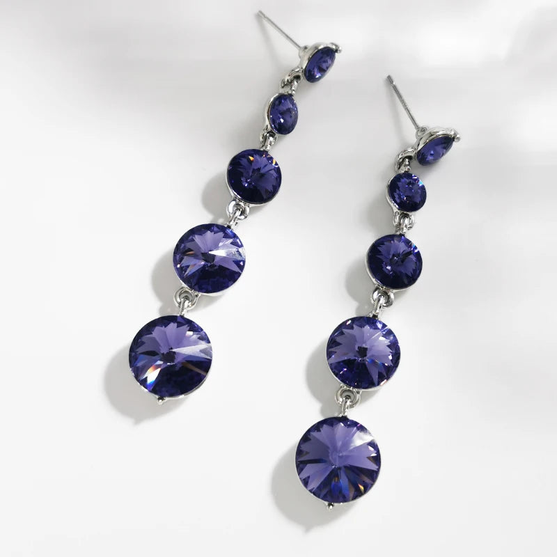 Austria Crystals Long Earrings Wedding Accessories Dangle Earrings