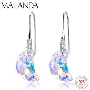 Austria Crystal Moon Pendant Earrings Sterling Silver