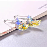 Austria Crystal Moon Pendant Earrings Sterling Silver