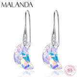 Austria Crystal Moon Pendant Earrings Sterling Silver