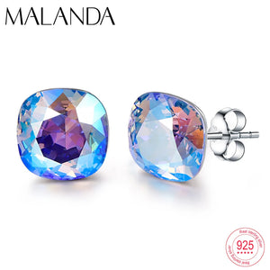 Austrian Crystals Sterling Silver Stud Earrings for Women