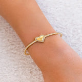 CZ Heart Bracelet Stainless Steel Bangle Set