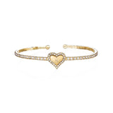 CZ Heart Bracelet Stainless Steel Bangle Set