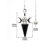 Moon Pentagram Cone Point Pendulum Natural Stones Reiki Healing Quartz Pendant
