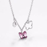 Purple Butterfly Crystal Necklace S925 Sterling Silver Jewelry