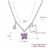 Purple Butterfly Crystal Necklace S925 Sterling Silver Jewelry