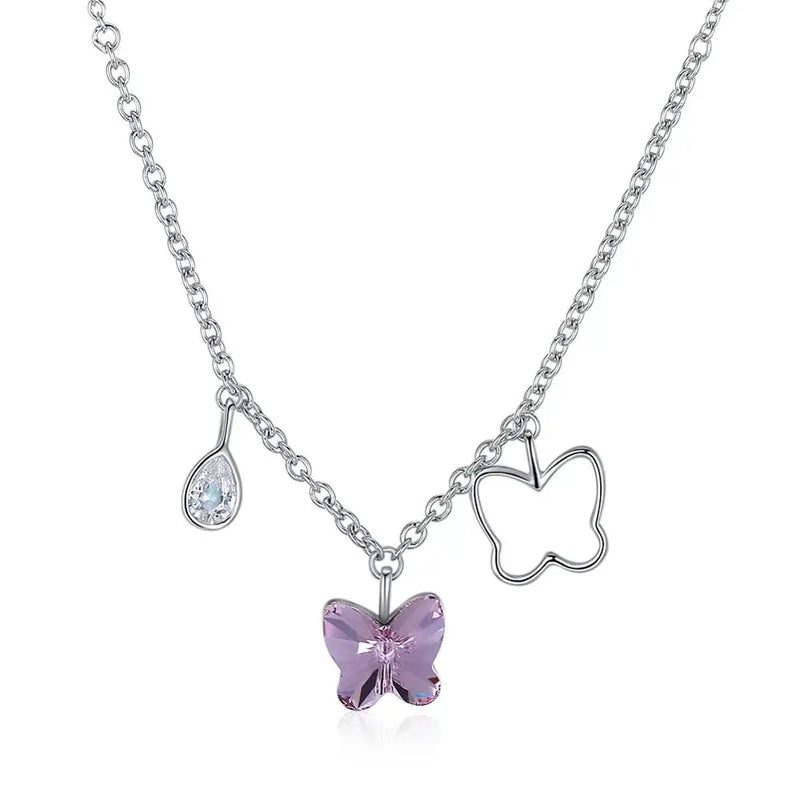 Crystals Necklace Women Pendants S925 Sterling Silver Jewelry