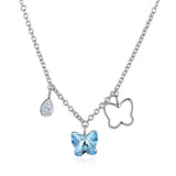 Purple Butterfly Crystal Necklace S925 Sterling Silver Jewelry