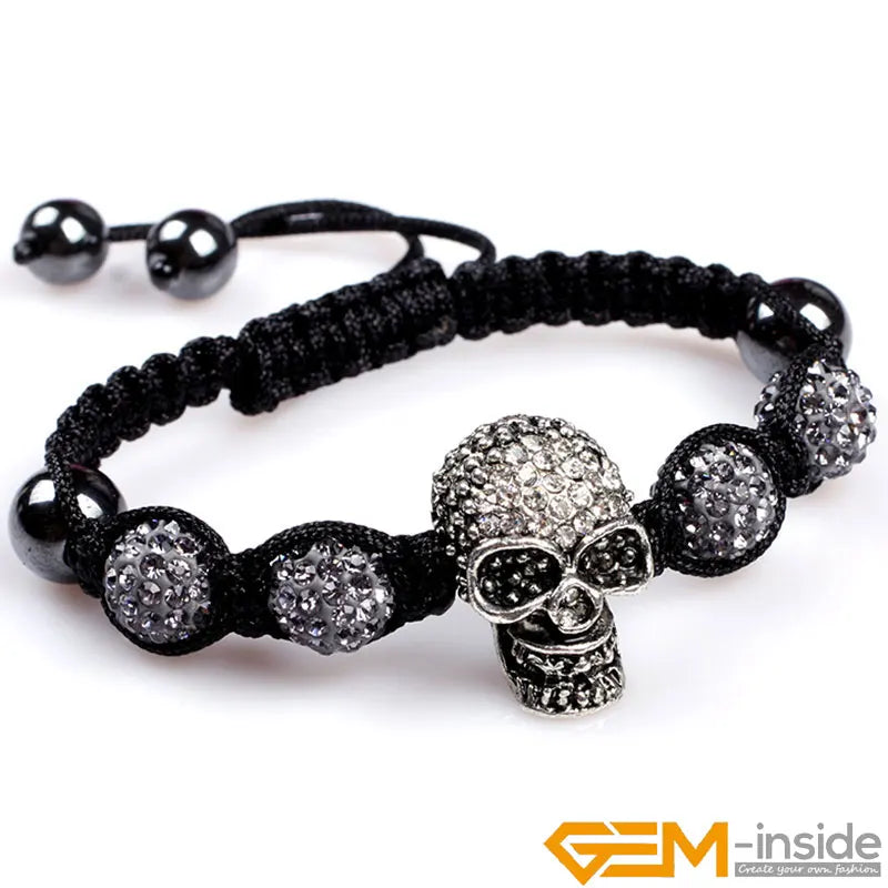 Crystal Skull Jewelry 10mm CZ Disco Ball Rhinestones Bracelets Bangles