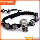 Crystal Skull Jewelry 10mm CZ Disco Ball Rhinestones Bracelets Bangles