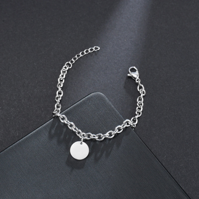 Cuba Chain Name Round Bracelet Stainless Steel Personalized Jewelry