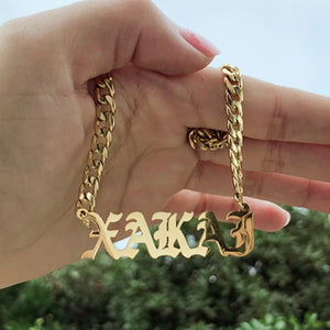 Cuba Chain Bijoux Femme Old English Name Necklaces