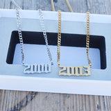 Cuban Chain Birth Year Necklace For Women Stainless Steel Choker