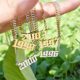 Cuban Chain Birth Year Necklace For Women Stainless Steel Choker