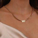 Cuban Chain Birth Year Necklace For Women Stainless Steel Choker