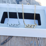 Cuban Chain Birth Year Necklace For Women Stainless Steel Choker