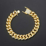 Cuban Chain Bracelet Iced Out Zircon Men Hip Hop Rapper Bangle