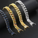 Cuban Chain Bracelet Iced Out Zircon Men Hip Hop Rapper Bangle