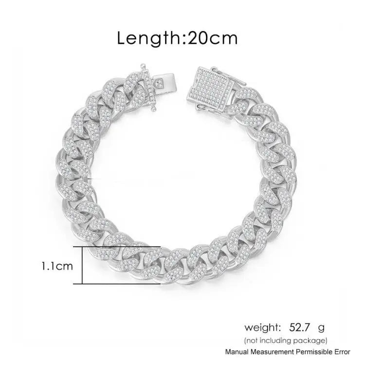 Cuban Chain Bracelet Iced Out Zircon Men Hip Hop Rapper Bangle