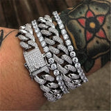 Cuban Chain Bracelet Iced Out Zircon Men Hip Hop Rapper Bangle