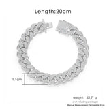 Cuban Chain Bracelet Iced Out Zircon Men Hip Hop Rapper Bangle