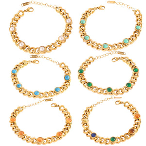 Cuban Chain Turquoise Bracelet for Women