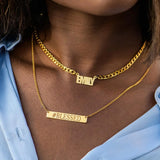 Cuban Chain Name Necklaces Stainless Steel Nameplate Charm Necklace