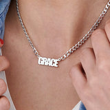 Cuban Chain Name Necklaces Stainless Steel Nameplate Charm Necklace