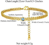 Cuban Chain Birthstone Women's Gold-plated Ankle Bracelet