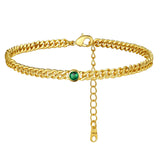 Cuban Chain Birthstone Women's Gold-plated Ankle Bracelet