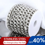 Men Stainless Steel Cuban Link Chain Necklace & Bracelet Set