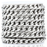 Men Stainless Steel Cuban Link Chain Necklace & Bracelet Set