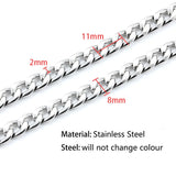 Men Stainless Steel Cuban Link Chain Necklace & Bracelet Set