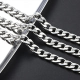 Men Stainless Steel Cuban Link Chain Necklace & Bracelet Set
