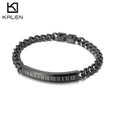 Cuban Jewelry Men's Stainless Numeral Punk Bracelet Chain