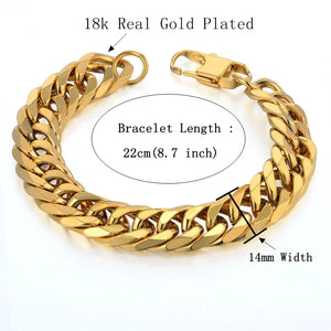 Men's Cuban Link Bracelet Punk Heavy Chain Stainless Steel Bracelet