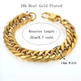 Men's Cuban Link Bracelet Punk Heavy Chain Stainless Steel Bracelet