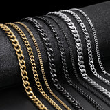 Cuban Link Chain Necklace for Men Women Stainless Steel Choker Jewelry