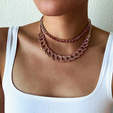 Cuban Link Chain Rhinestone Choker Women Layered Necklace Set