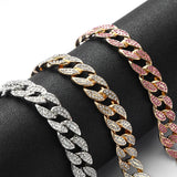Cuban Link Chain Rhinestone Choker Women Layered Necklace Set