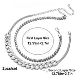Cuban Link Chain Rhinestone Choker Women Layered Necklace Set