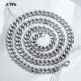 Cuban Link Chain Stainless Steel Necklace 18K Plated Punk Silver Jewelry