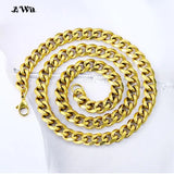 Cuban Link Chain Stainless Steel Necklace 18K Plated Punk Silver Jewelry