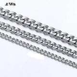 Cuban Link Chain Stainless Steel Necklace 18K Plated Punk Silver Jewelry