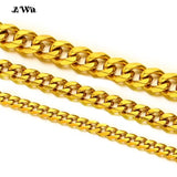 Cuban Link Chain Stainless Steel Necklace 18K Plated Punk Silver Jewelry