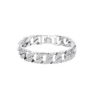 Cuban Thick Link Chain Bracelet Crystal Bangles Bling