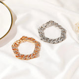 Cuban Thick Link Chain Bracelet Crystal Bangles Bling