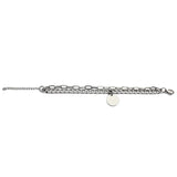 Cuban Link Chain Bracelets Round Disc Charm Engravable Logo Stainless Steel