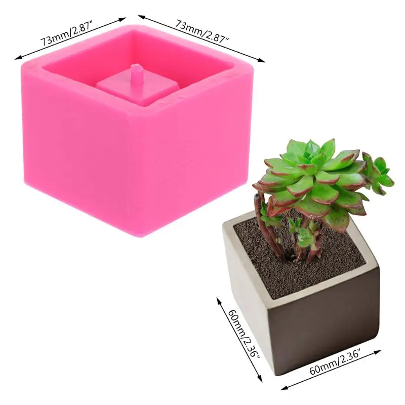 Cube Concrete Silicone Mold Planter Flower Pot Cement Vase Mould Craft