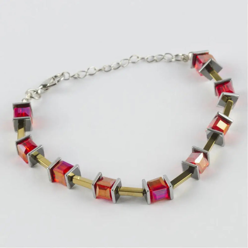 Crystal Stone Steel Cube Bracelet